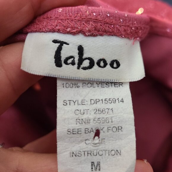 Vtg 90s Y2K Taboo Pink Glitter Asymmetrical Fairy Babydoll Dress Size M Ruched - Picture 6 of 10